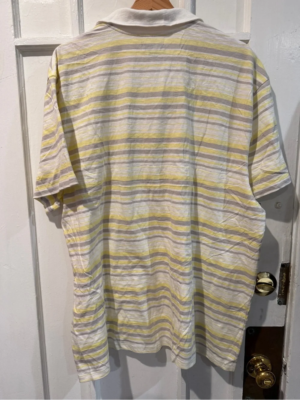 Banana Republic White and Yellow Striped Polo